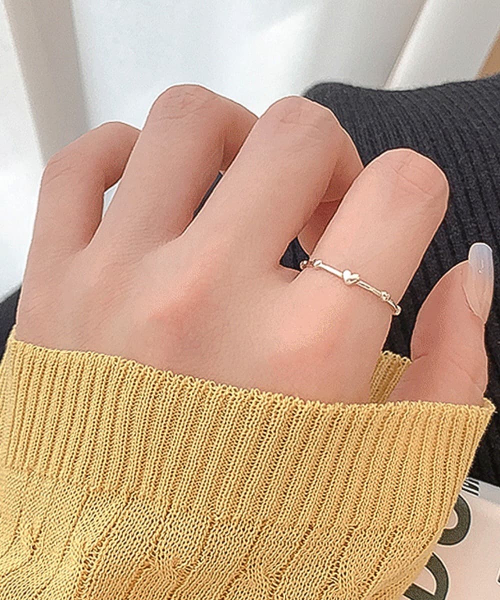Mini Heart-themed 925 Silver Ring (3 Colors)