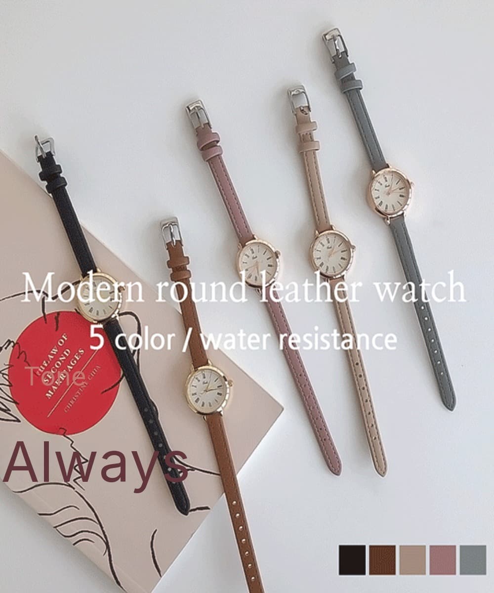 Modern Round Leather Wristwatch