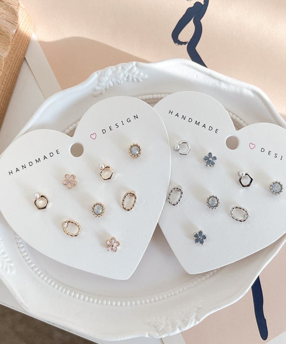 Floral Mini Earrings Set (titanium Post)