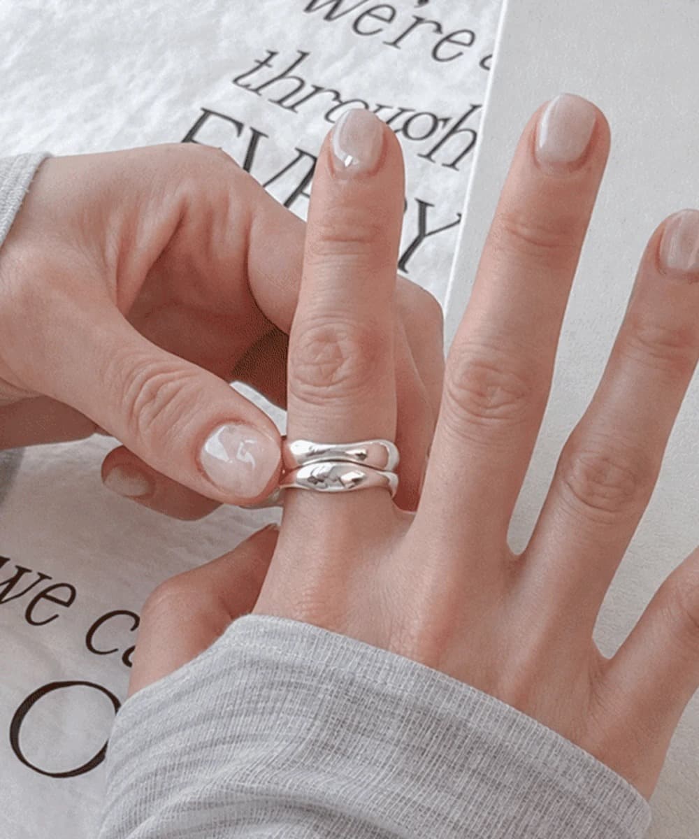 Bold Wave Ring Layered 925 Silver Ring