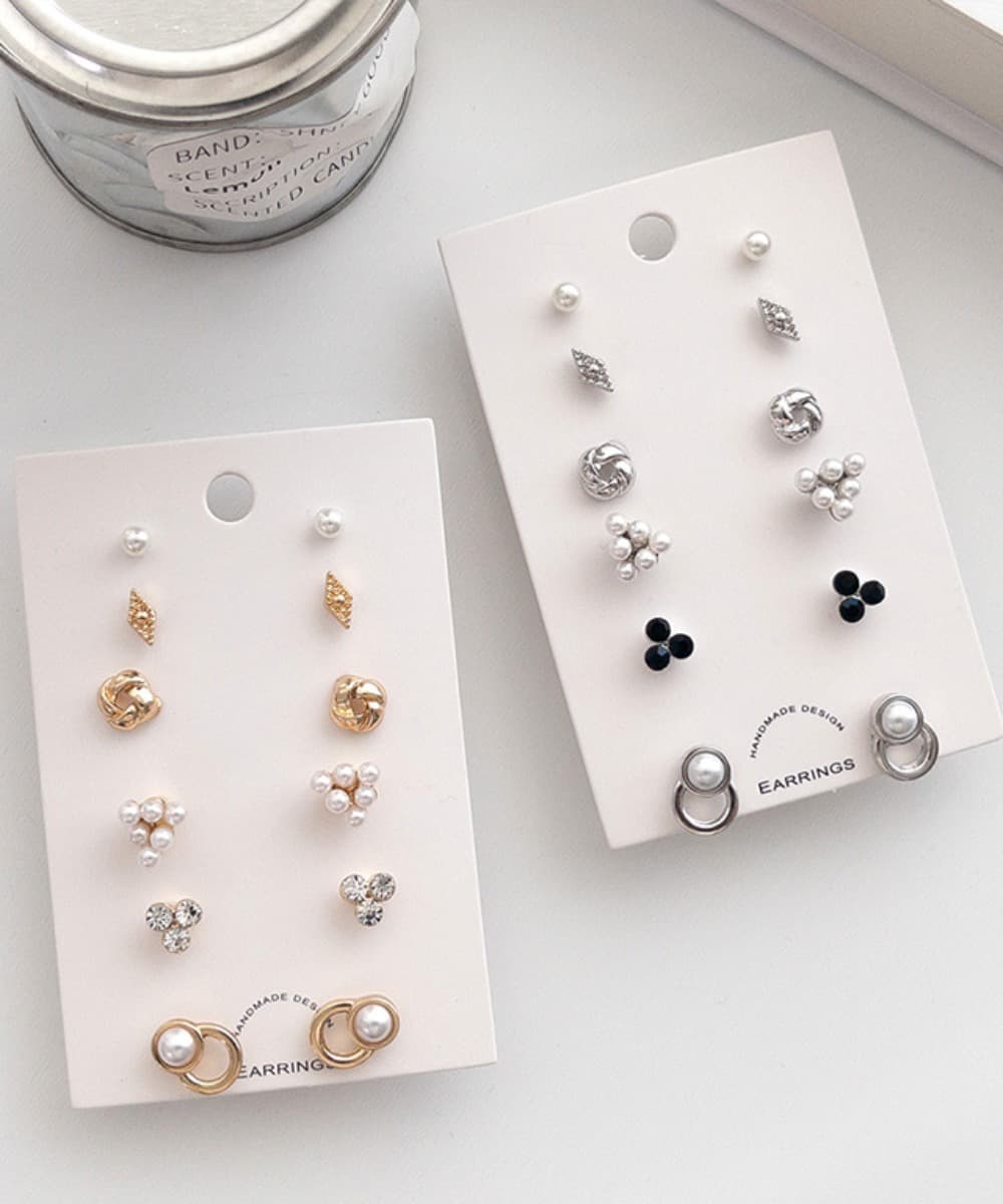 Marble Pearl Ball Layered Wedding Guest Earrings Set