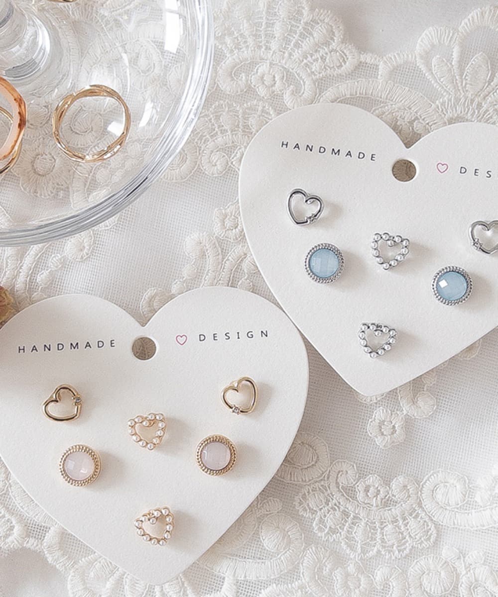 Mini Heart-shaped Stone Earrings Set With Titanium Posts