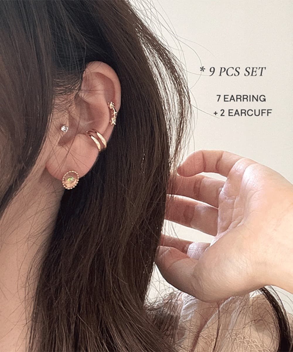 Sunset Ear Cuff Titanium Post Earrings Set
