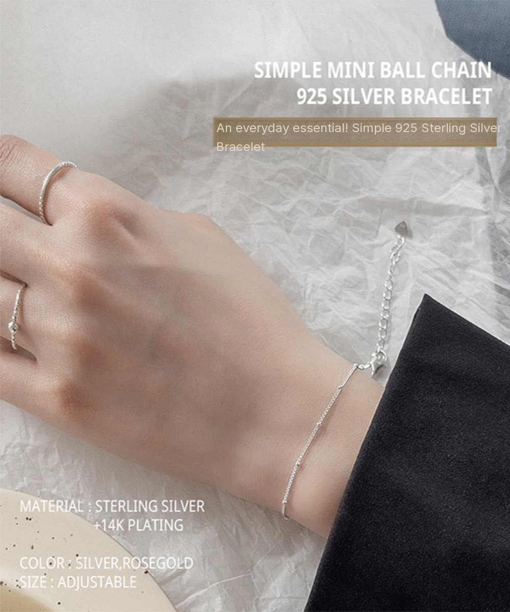 Simple Mini Ball Chain Bracelet (925 Silver, 2 Colors)