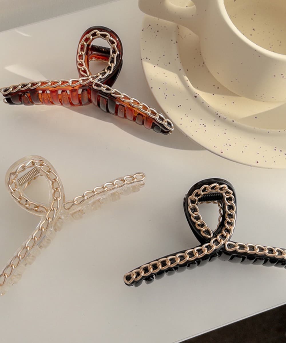 Big Size Gold Chain Twisted Hair Claw Clip (3 Colors)