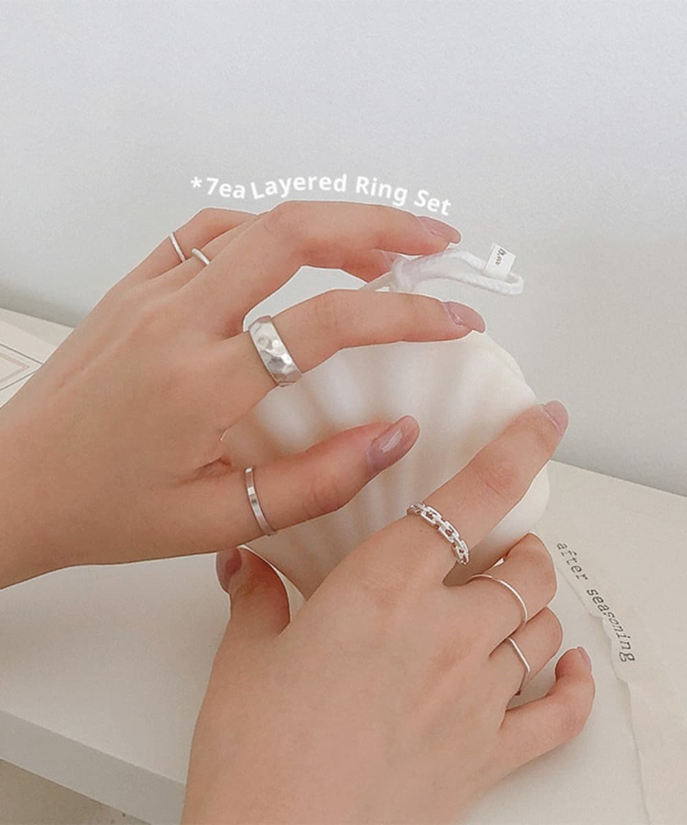 Matte Bold Mixed Layered Ring Set