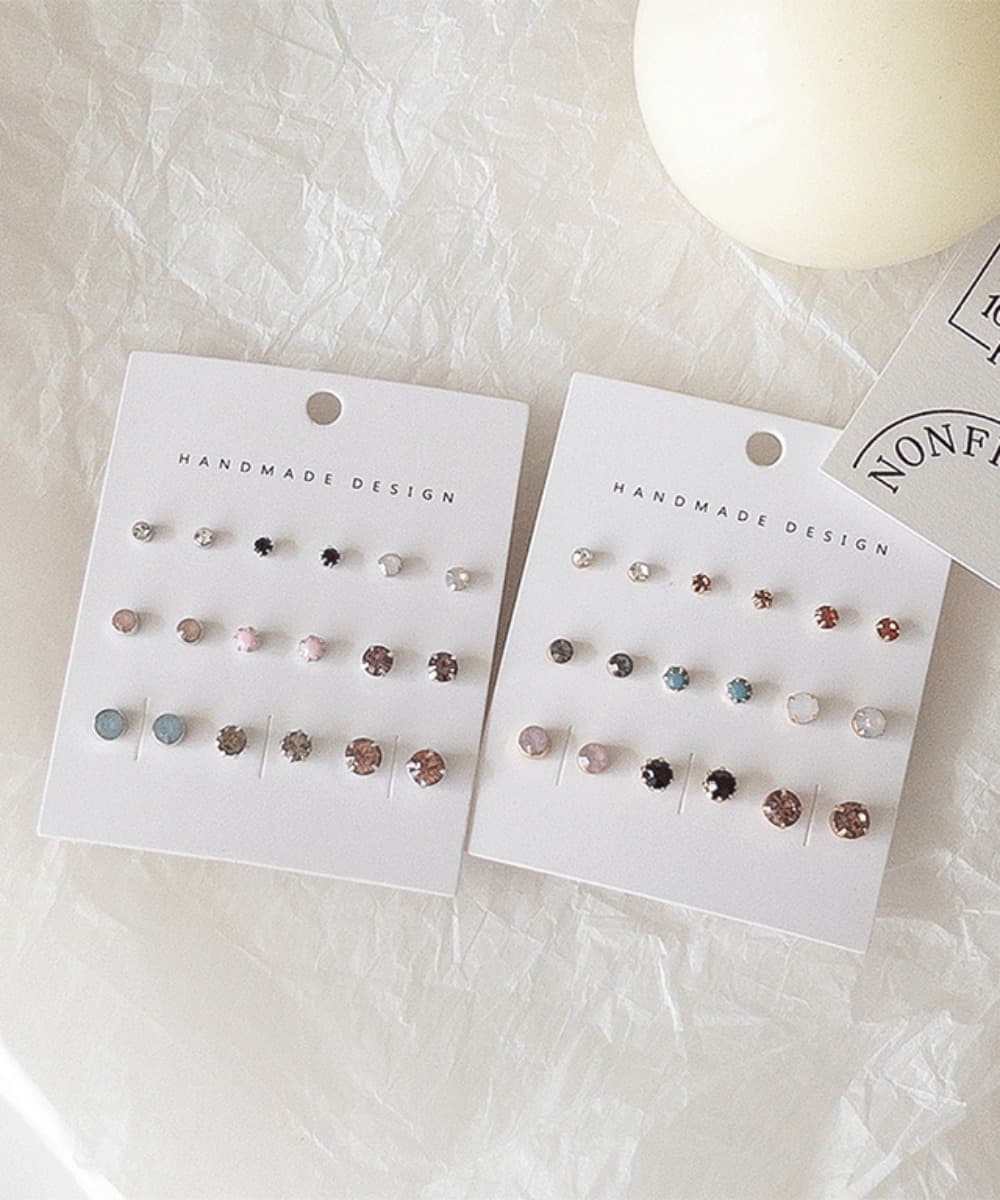 Color Mini Gemstone Titanium Post Earrings Set (2 Colors)
