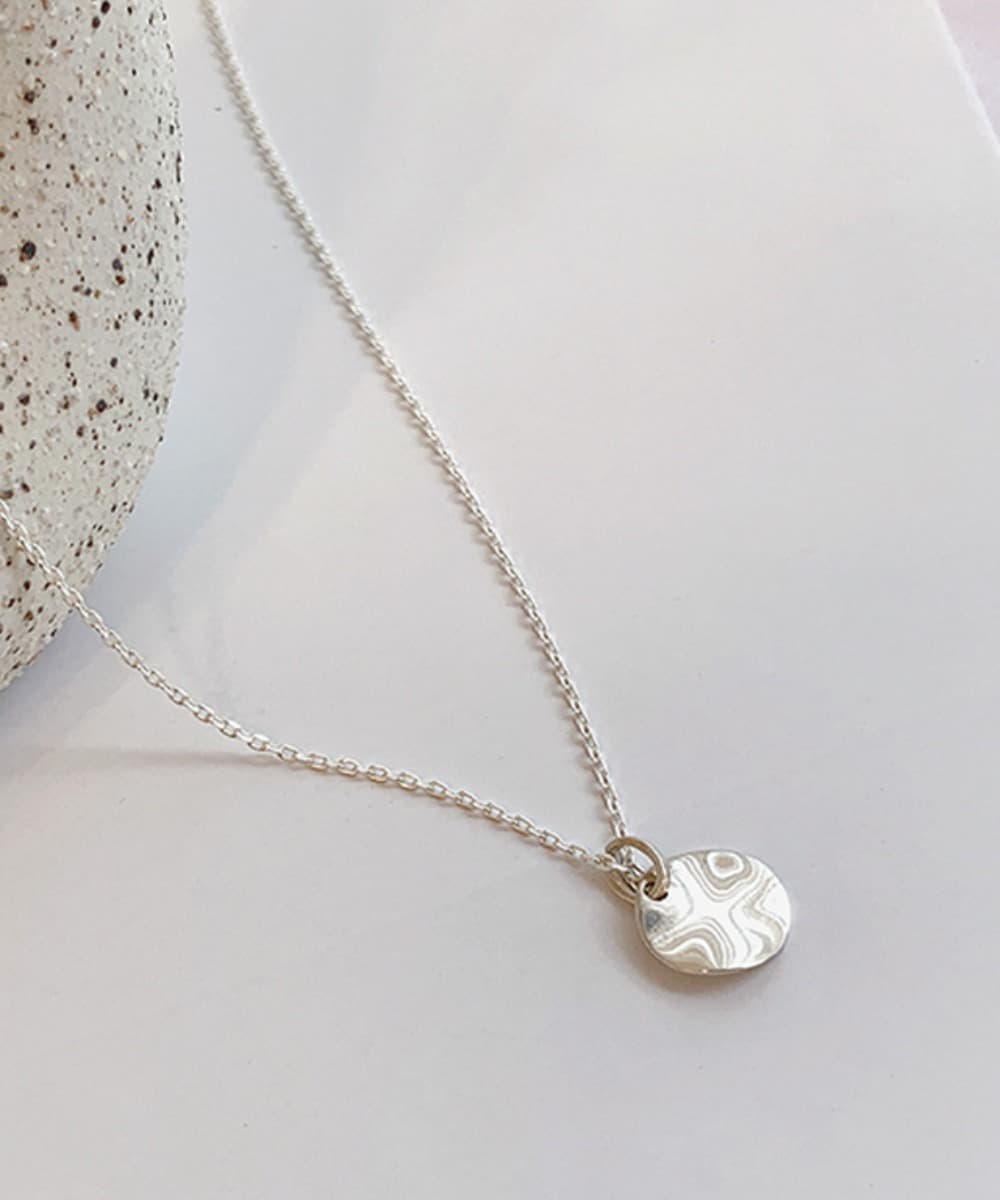 Jagged Coin 925 Sterling Silver Necklace