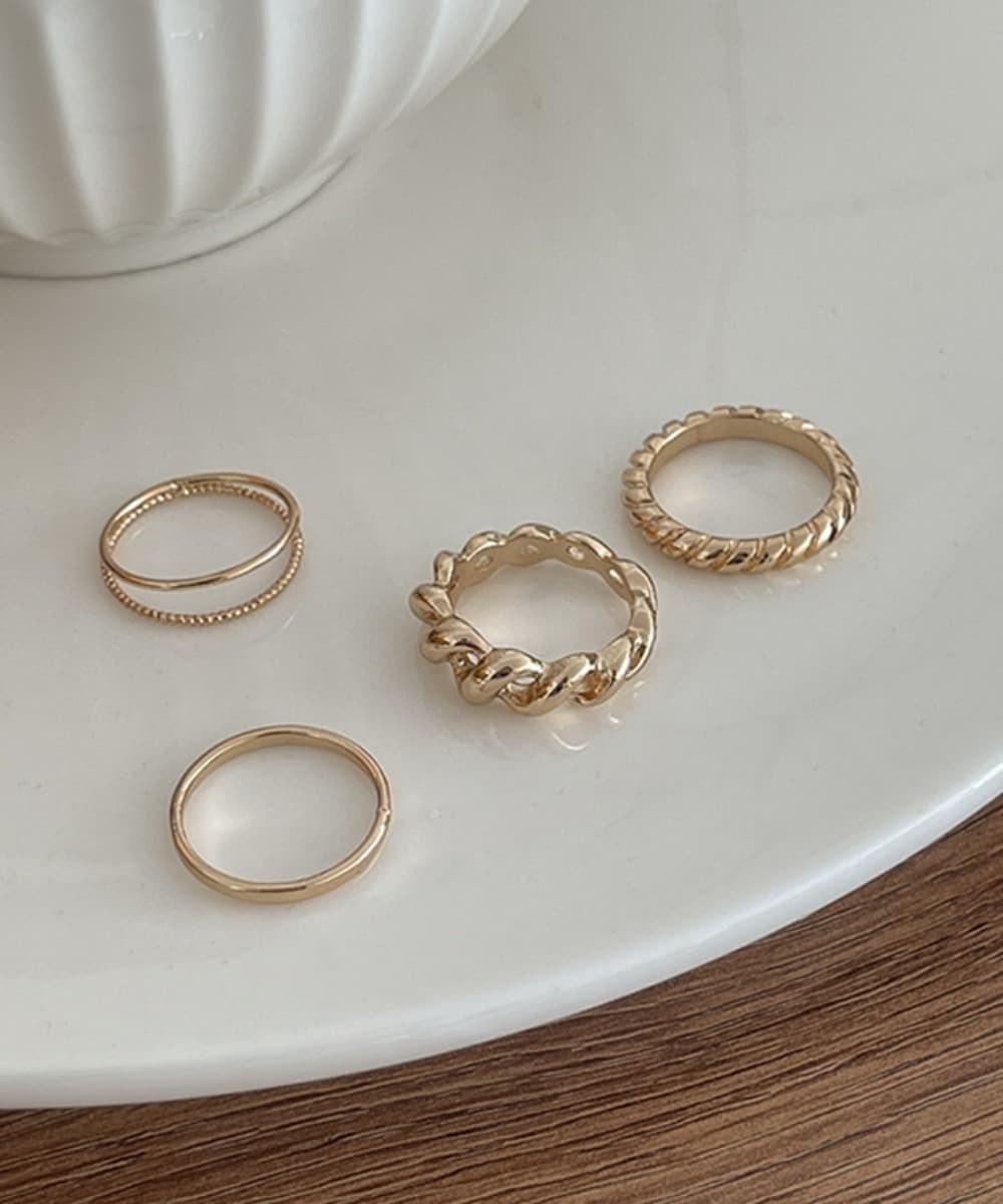 Bold French Croissant Twist Ring Set (2 Colors)