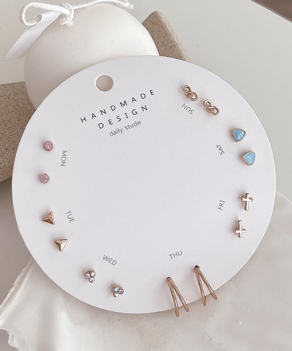 Petite Weekly Titanium Post Earrings Set (2 Colors)
