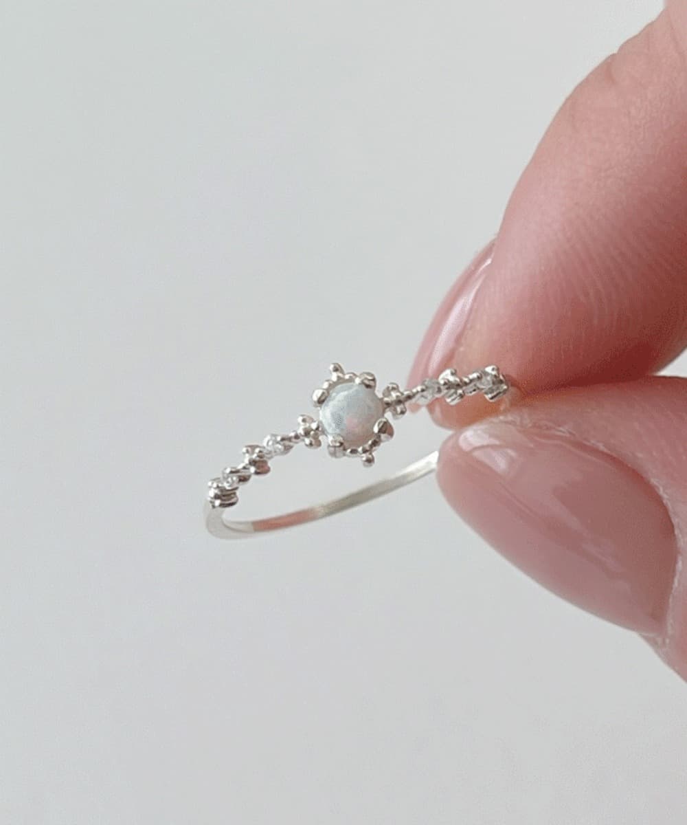 Aurora Opal 925 Silver Ring (3color)
