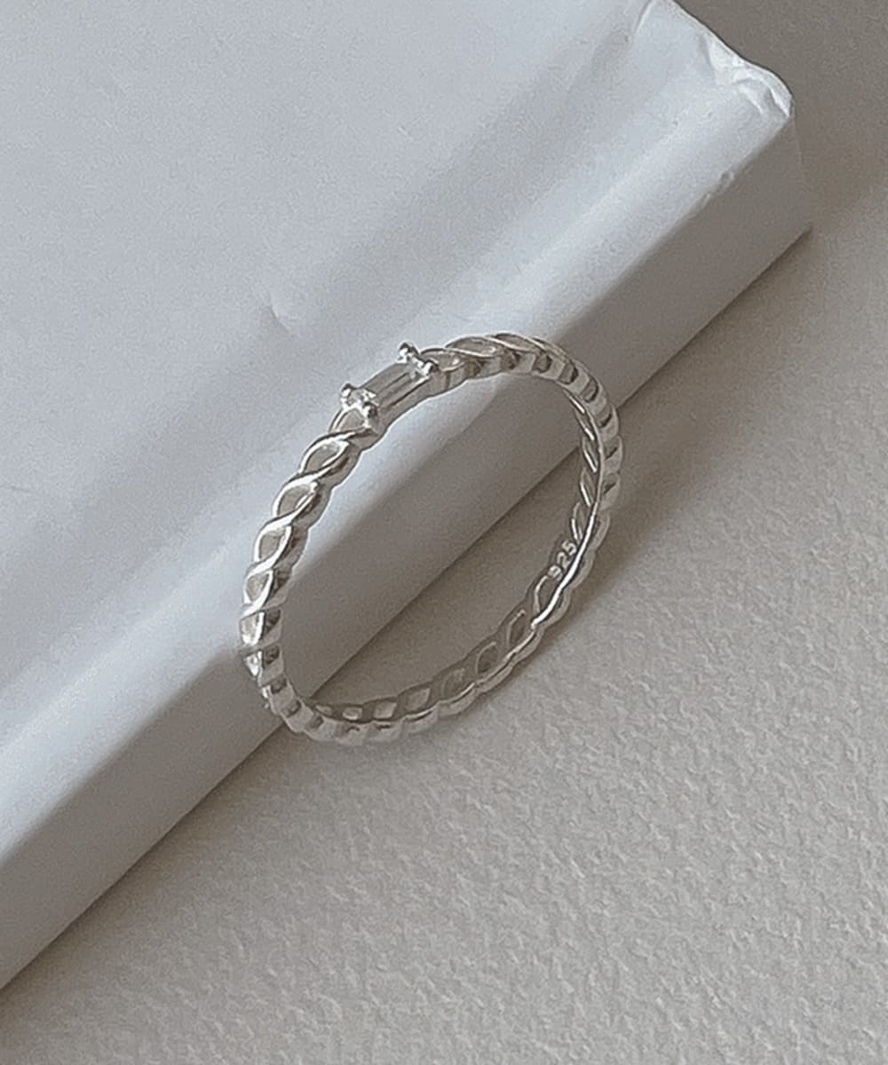 Square Baguette CZ Chain Ring