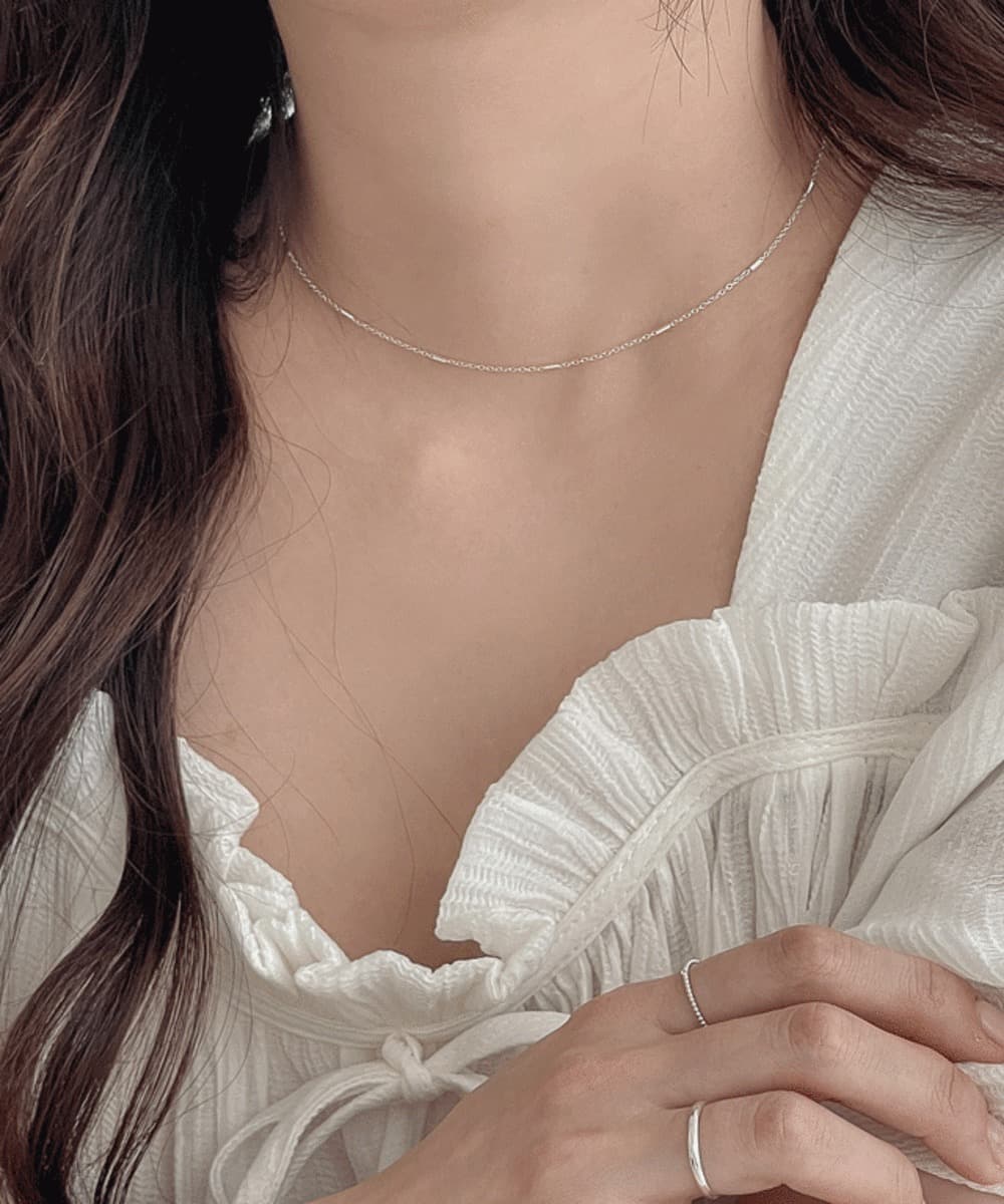 Bar Chain Layered 925 Silver Necklace