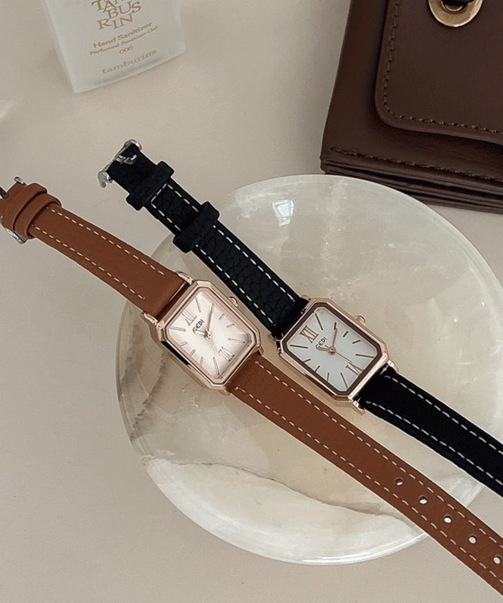 Pastel Square Leather Watch