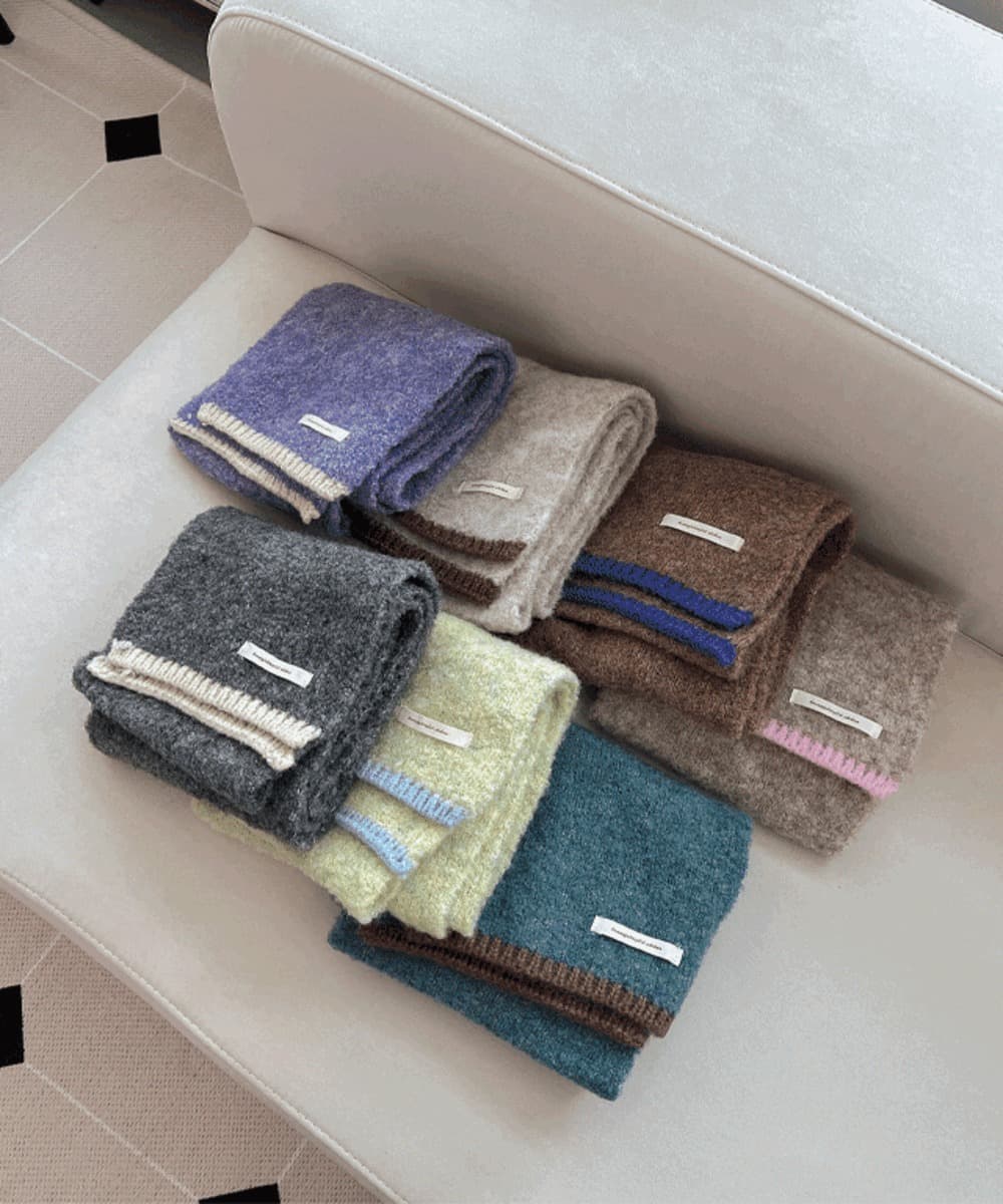 Cozy Two-tone Line Pattern Short Wool Muffler Scarf