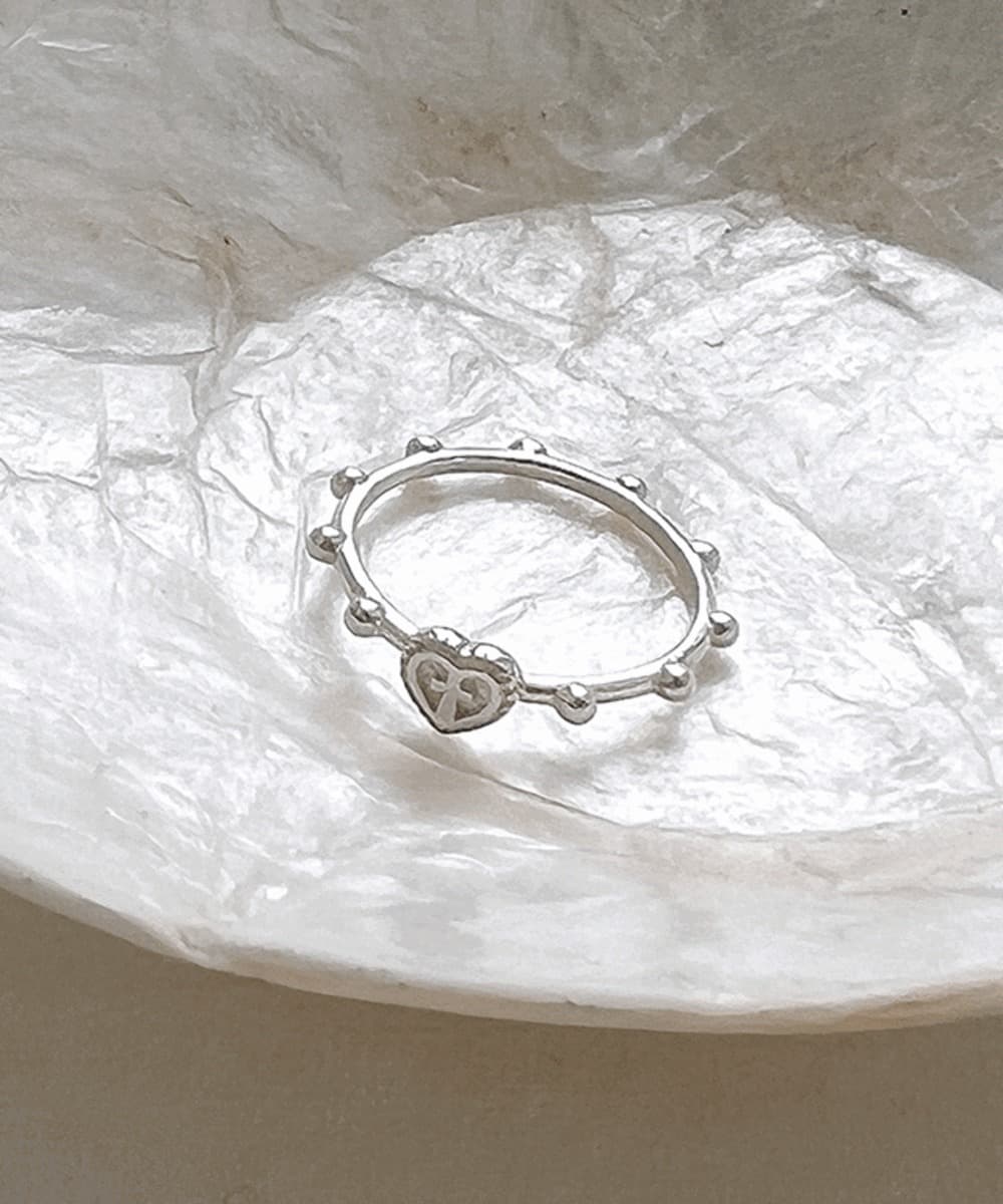 Heart Rosary Sterling Silver Ring (3 Colors)
