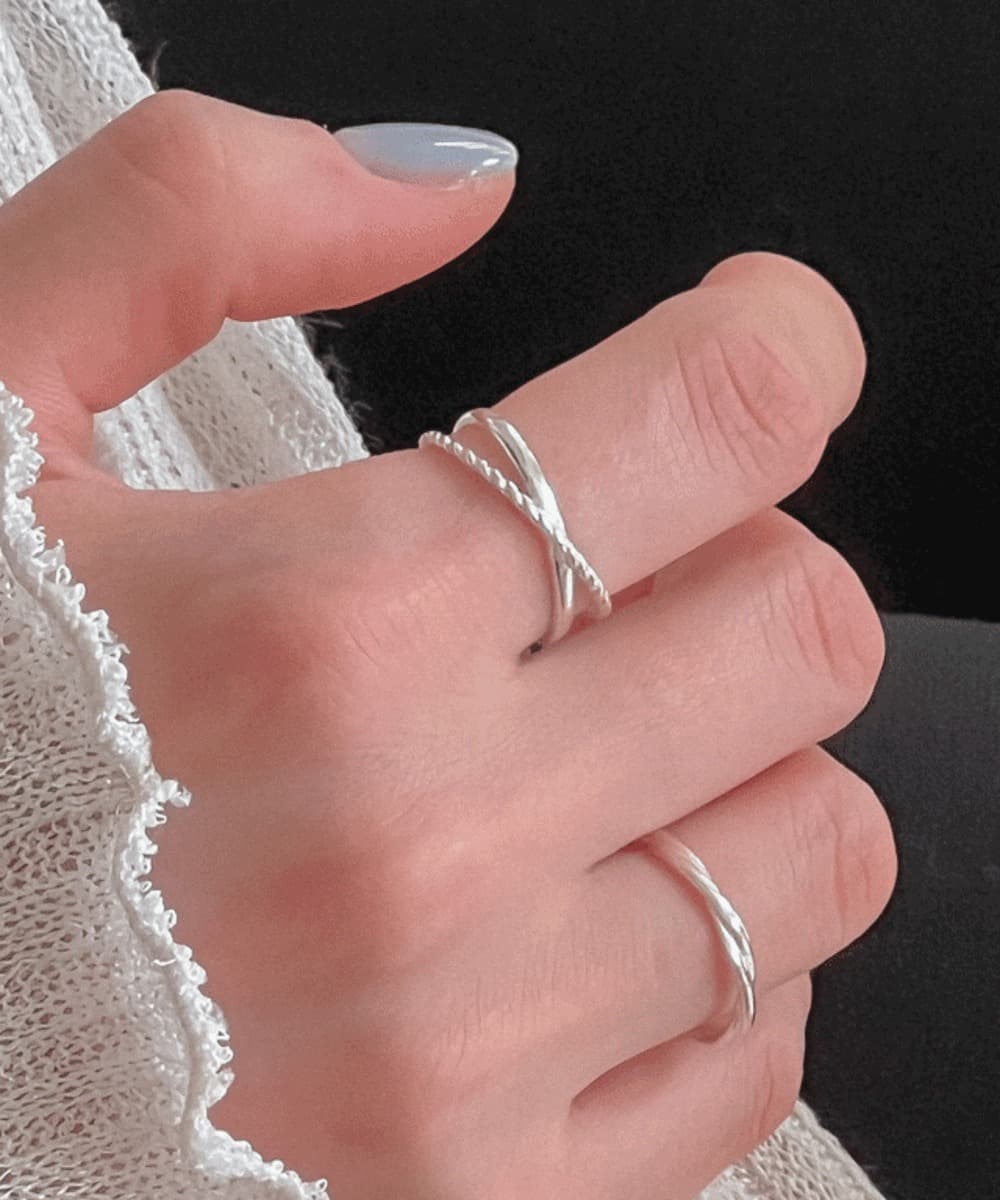Silver Rope X Open Ring