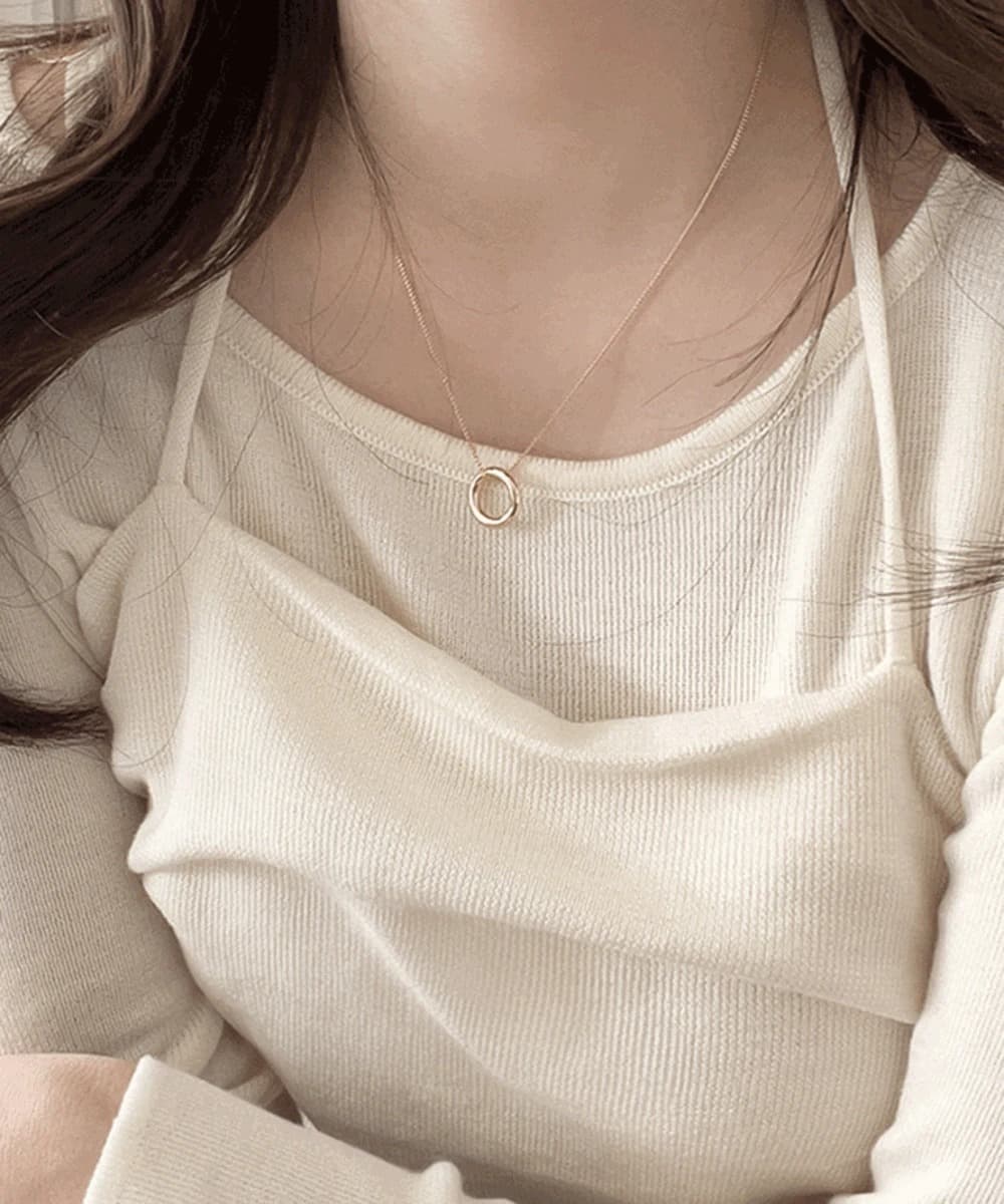 Unplated Moonstone Simple Round Pendant Necklace (2 Colors)