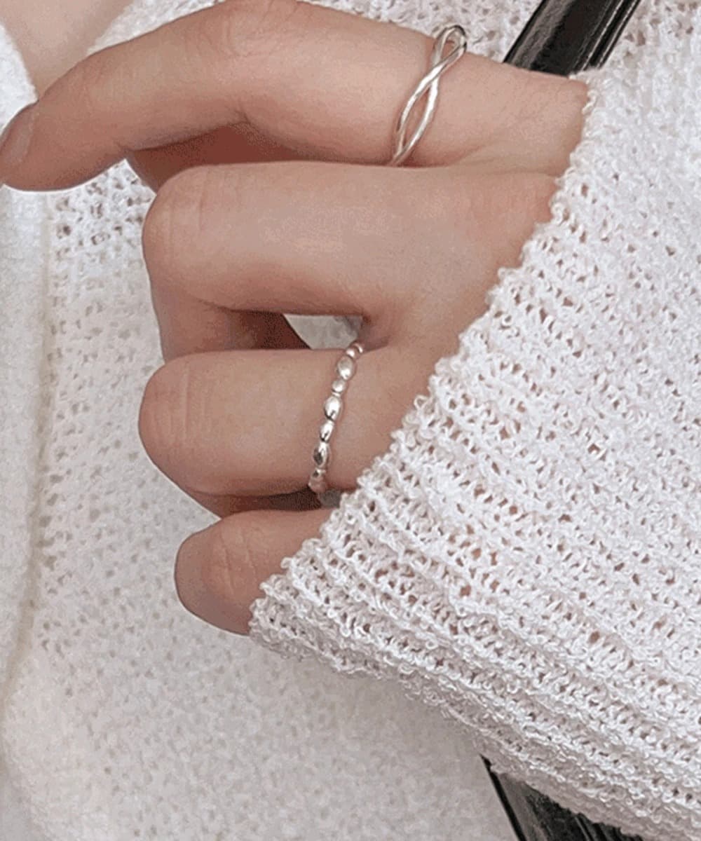 Pebble Line 925 Silver Open Ring
