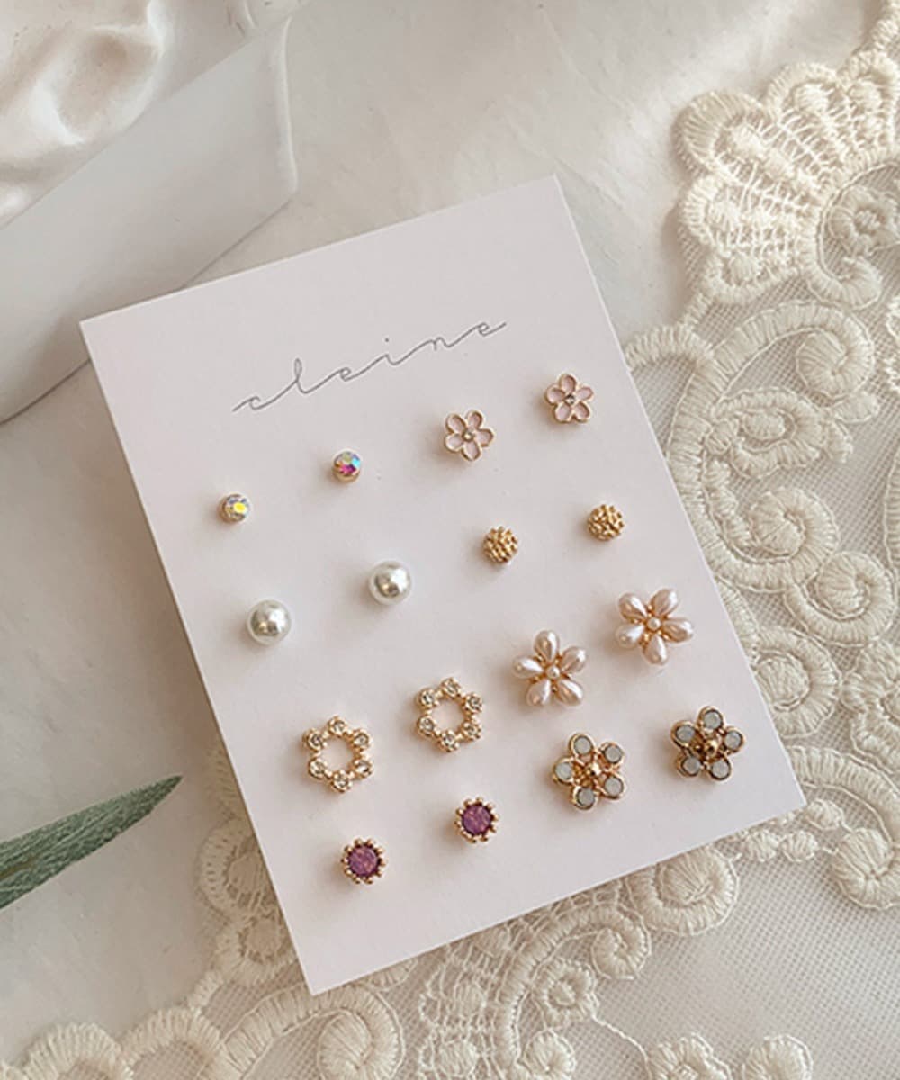 Flower Mini Pearl Guest Attire Earrings Set (titanium Post)