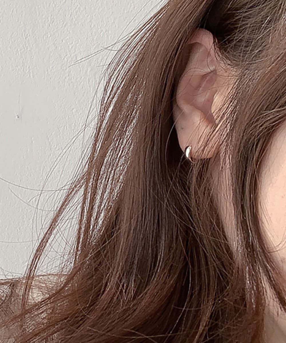 Thin Silver925 Mini One-touch Huggie Earrings (3 Colors)