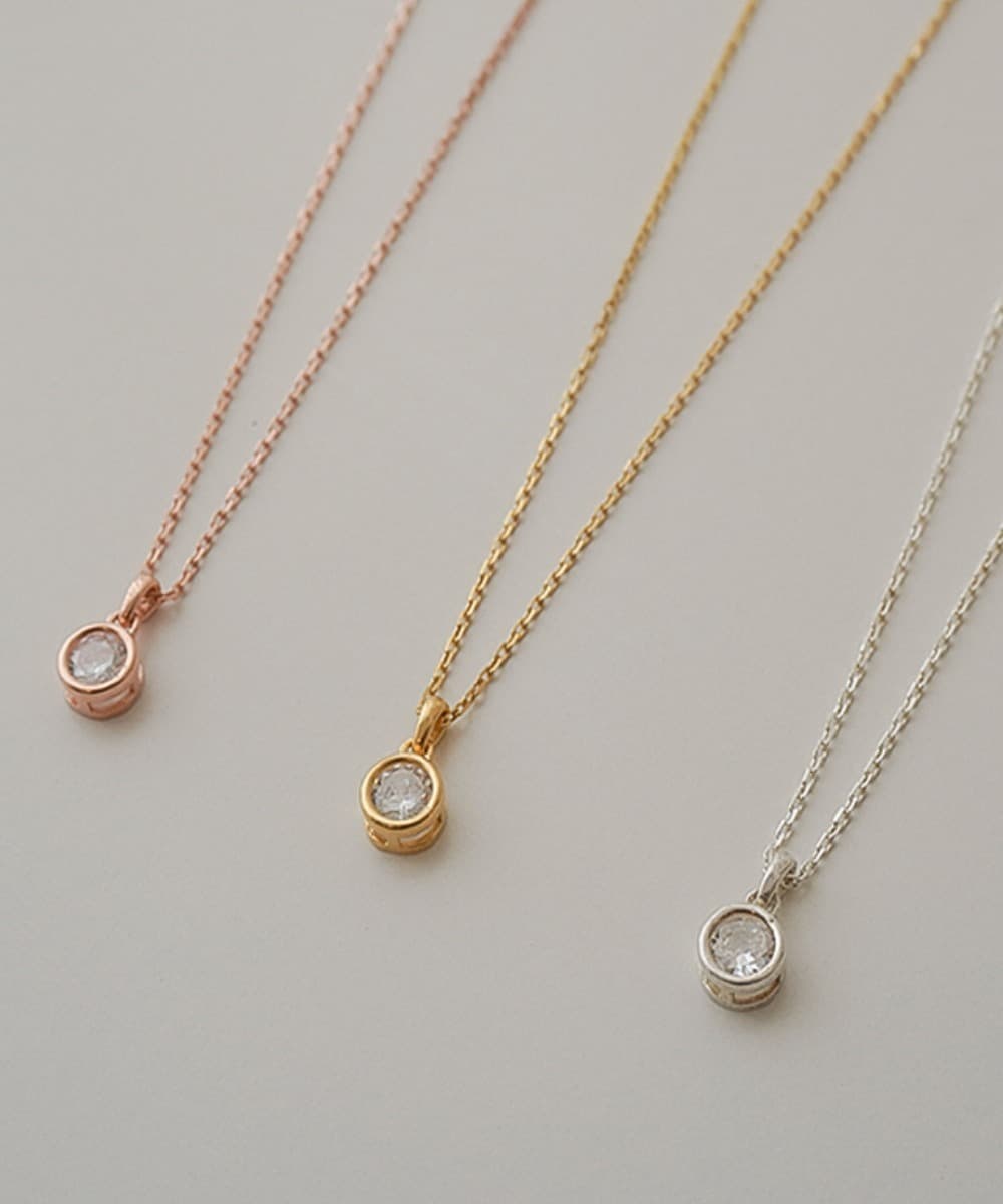 Single Stone Cubic Zirconia 925 Silver Necklace